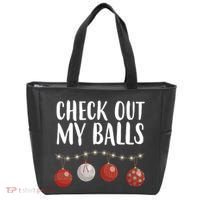 Check Out My Balls Funny Christmas Ornament Tote Bag thumb 0