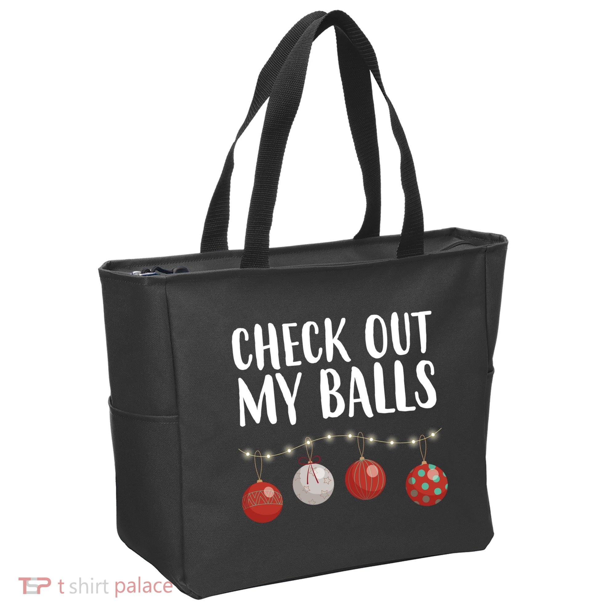 Check Out My Balls Funny Christmas Ornament Tote Bag