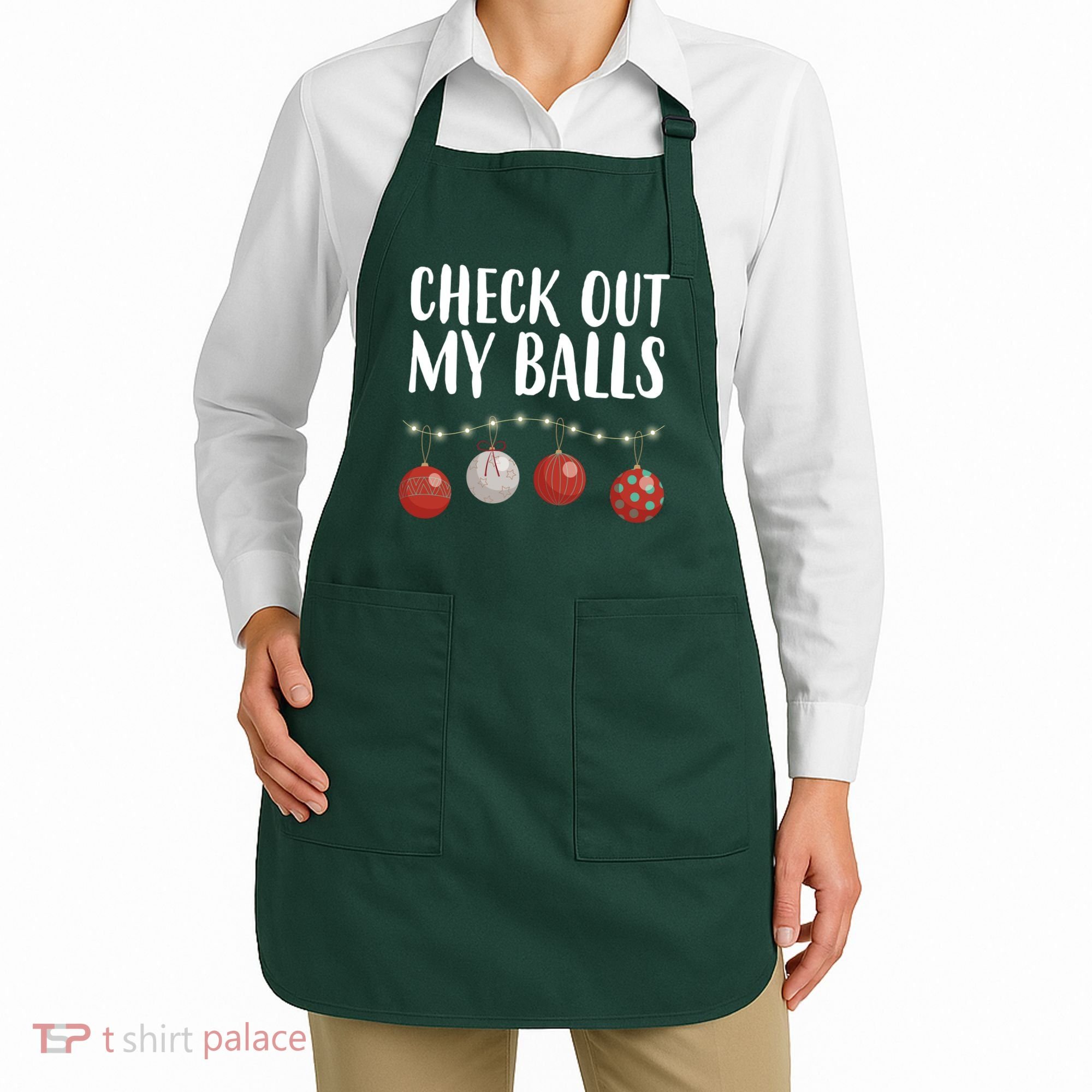 Check Out My Balls Funny Christmas Ornament Apron