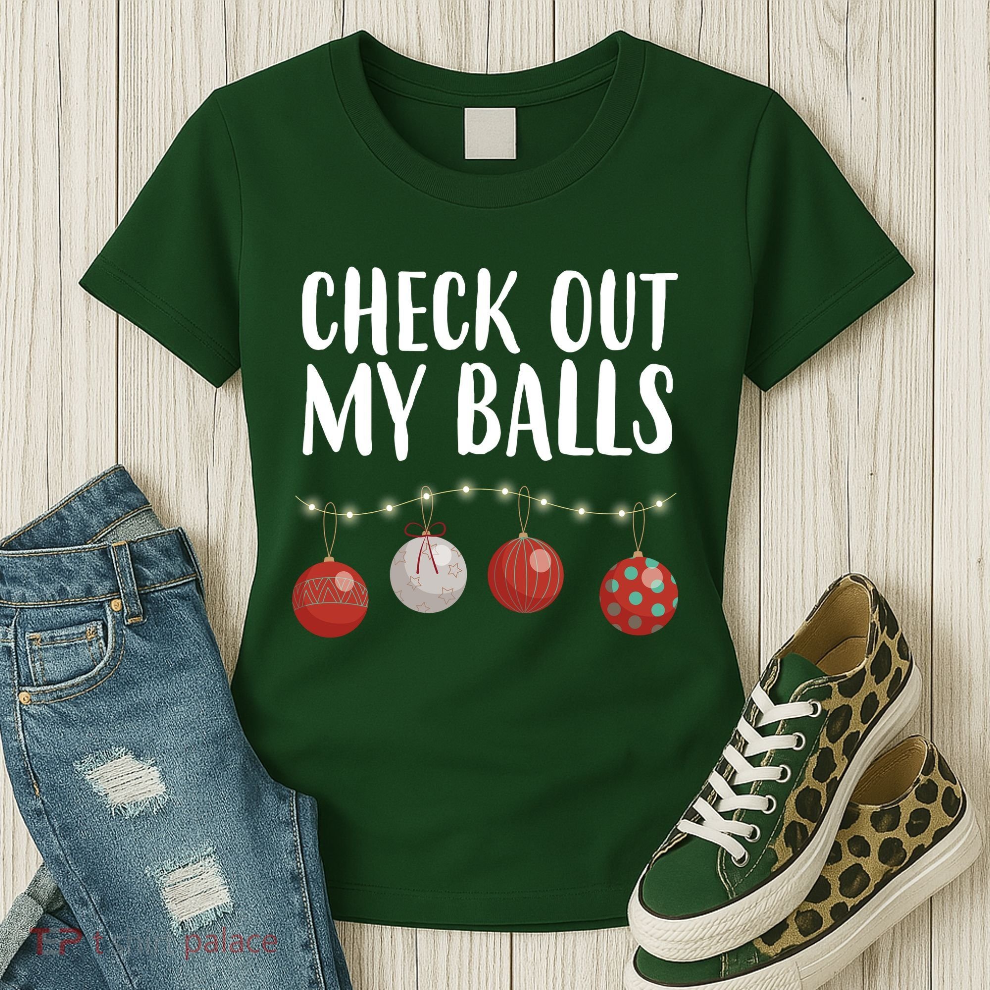 Check Out My Balls Funny Christmas Ornament Women's T-Shirt