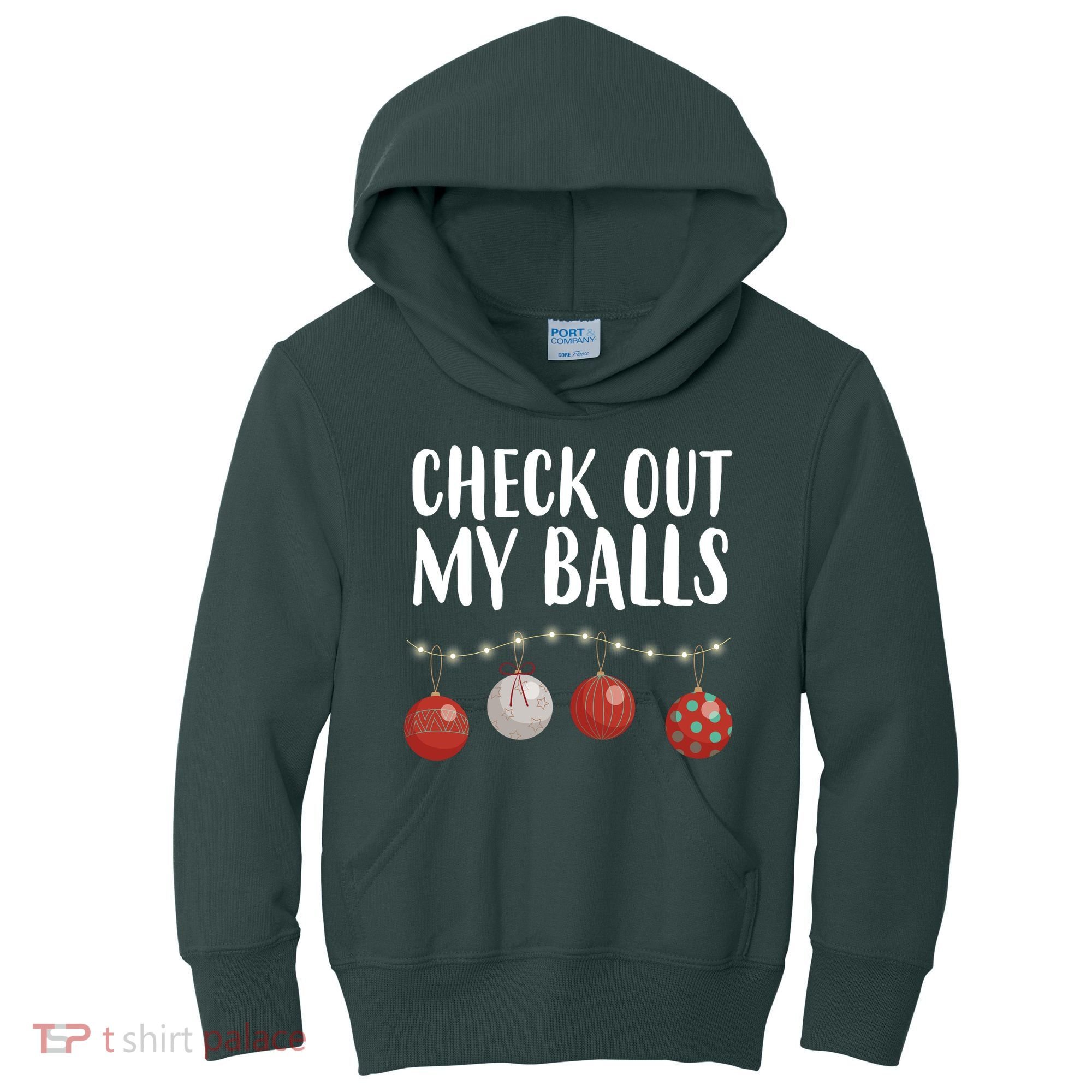 Check Out My Balls Funny Christmas Ornament Kids Hoodie