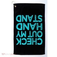 Check Out My Handstand Funny Gymnastics Gift Golf Towel thumb 0