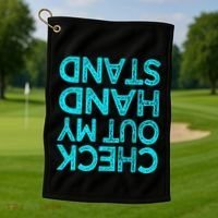 Check Out My Handstand Funny Gymnastics Gift Golf Towel thumb 1