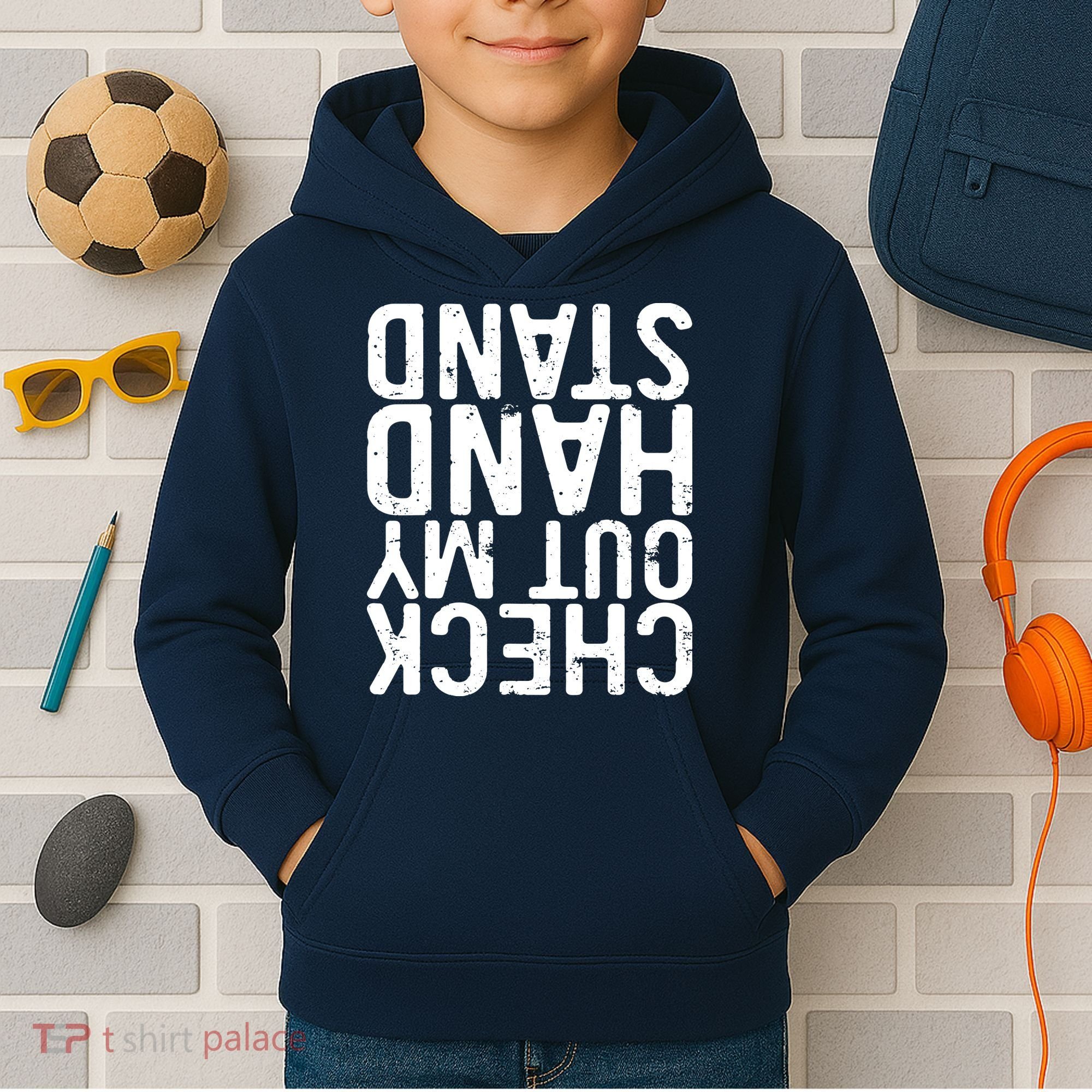 Check Out My Handstand Funny Gymnastics Kids Hoodie