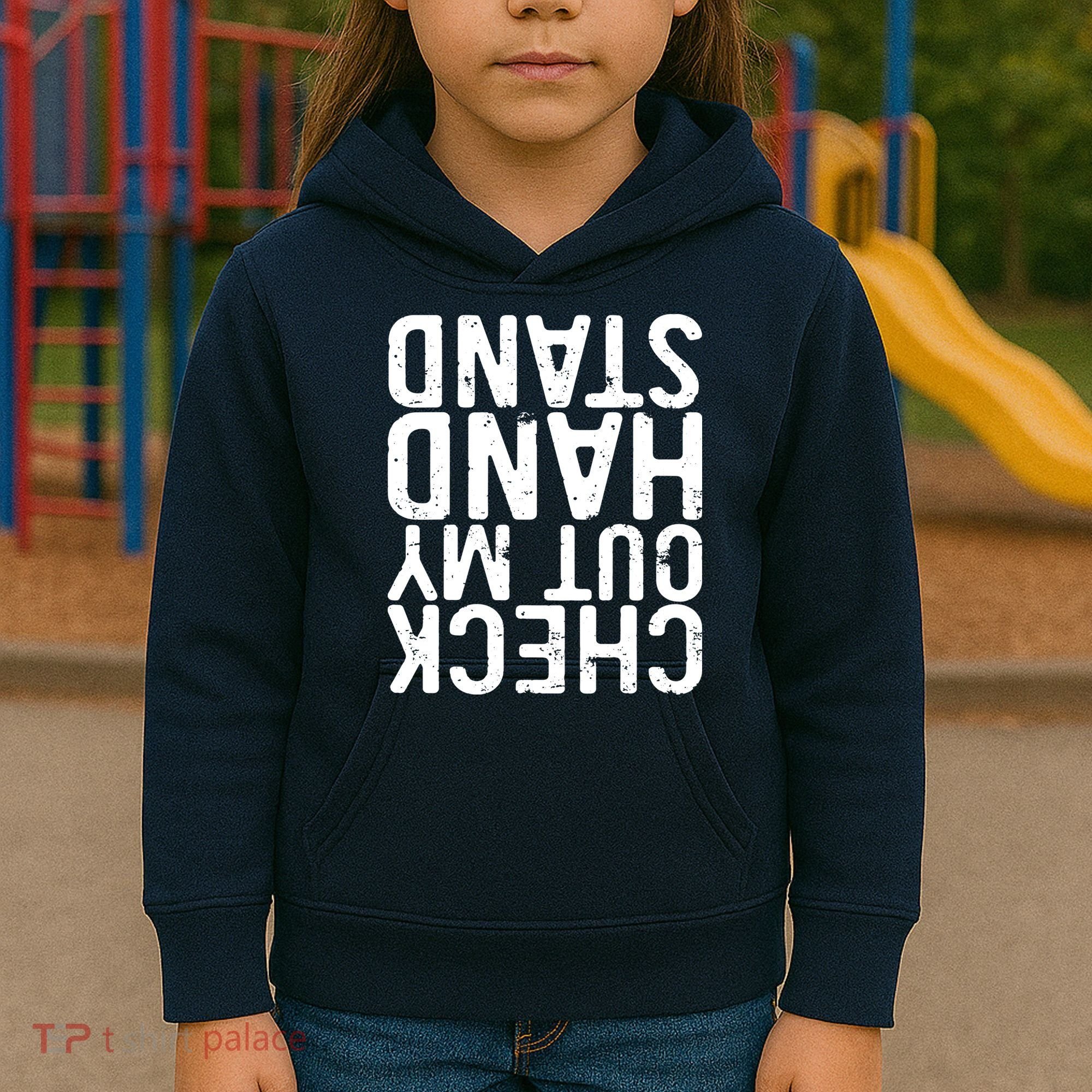 Check Out My Handstand Funny Gymnastics Kids Hoodie