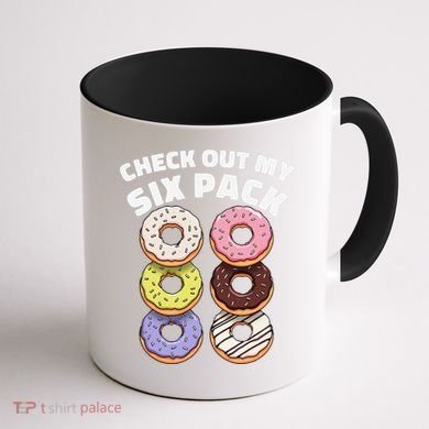 Check Out My Six Pack Funny Donut Design Coffee Mug back