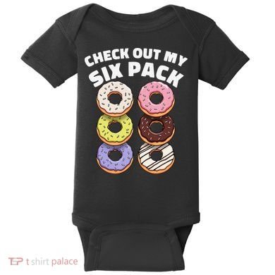 Check Out My Six Pack Funny Donut Design Baby Bodysuit