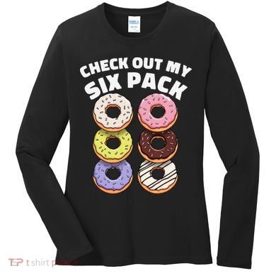 Check Out My Six Pack Funny Donut Design Women's Long Sleeve Shirt