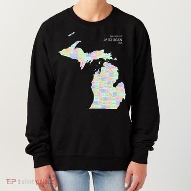 Counties Of Michigan Illustration Map Women's Sweatshirt