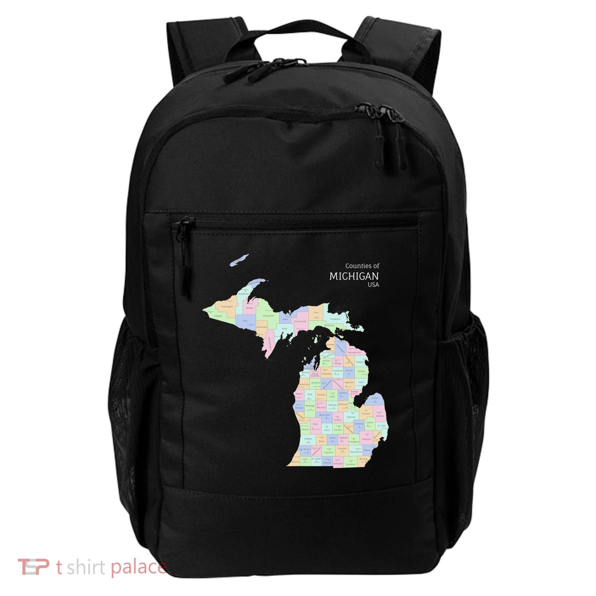 Counties Of Michigan Illustration Map Backpack