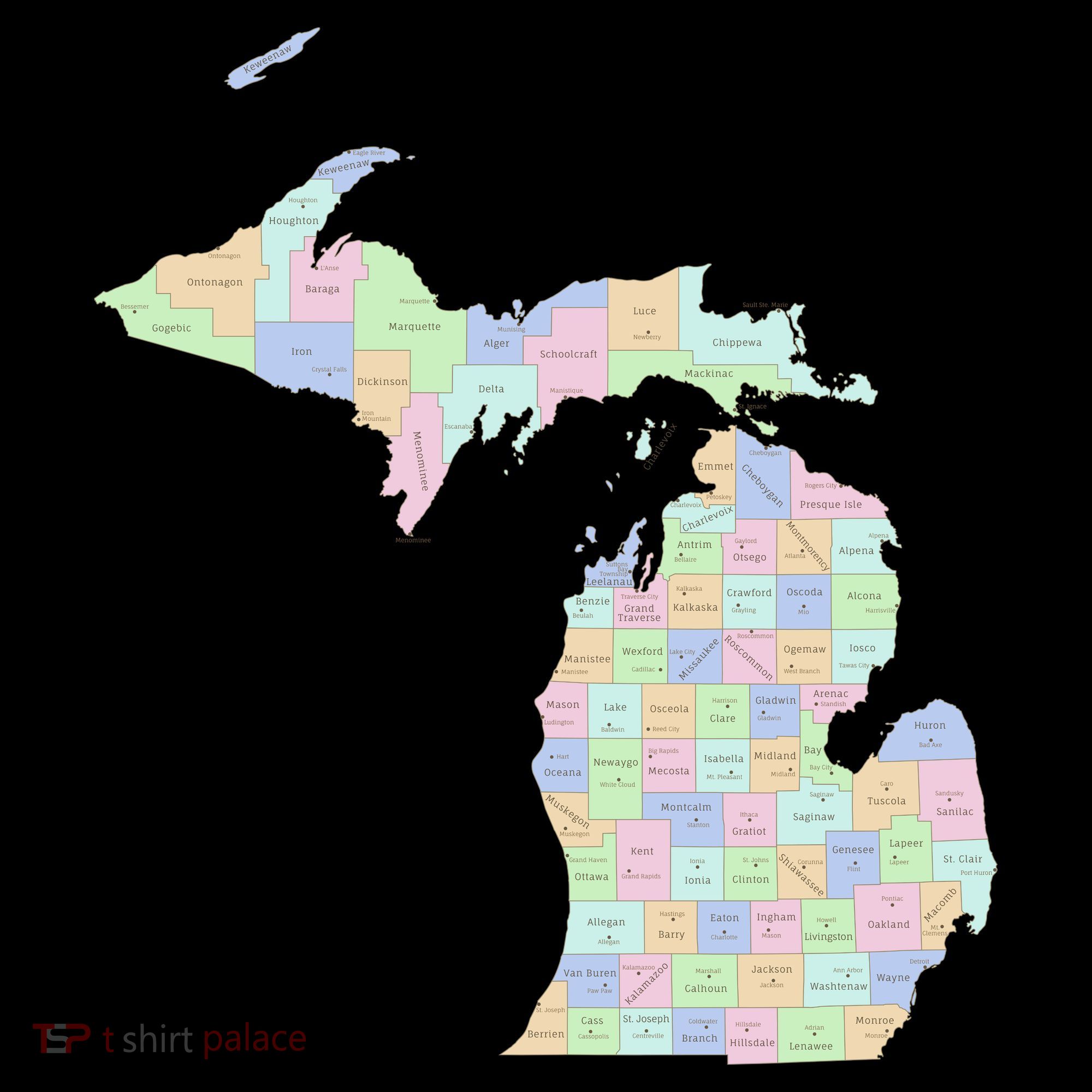 Counties Of Michigan Illustration Map Coffee Mug