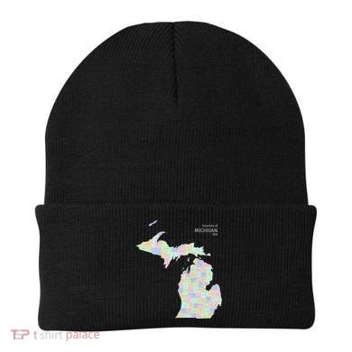 Counties Of Michigan Illustration Map Beanie