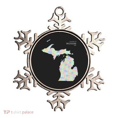 Counties Of Michigan Illustration Map Ornament
