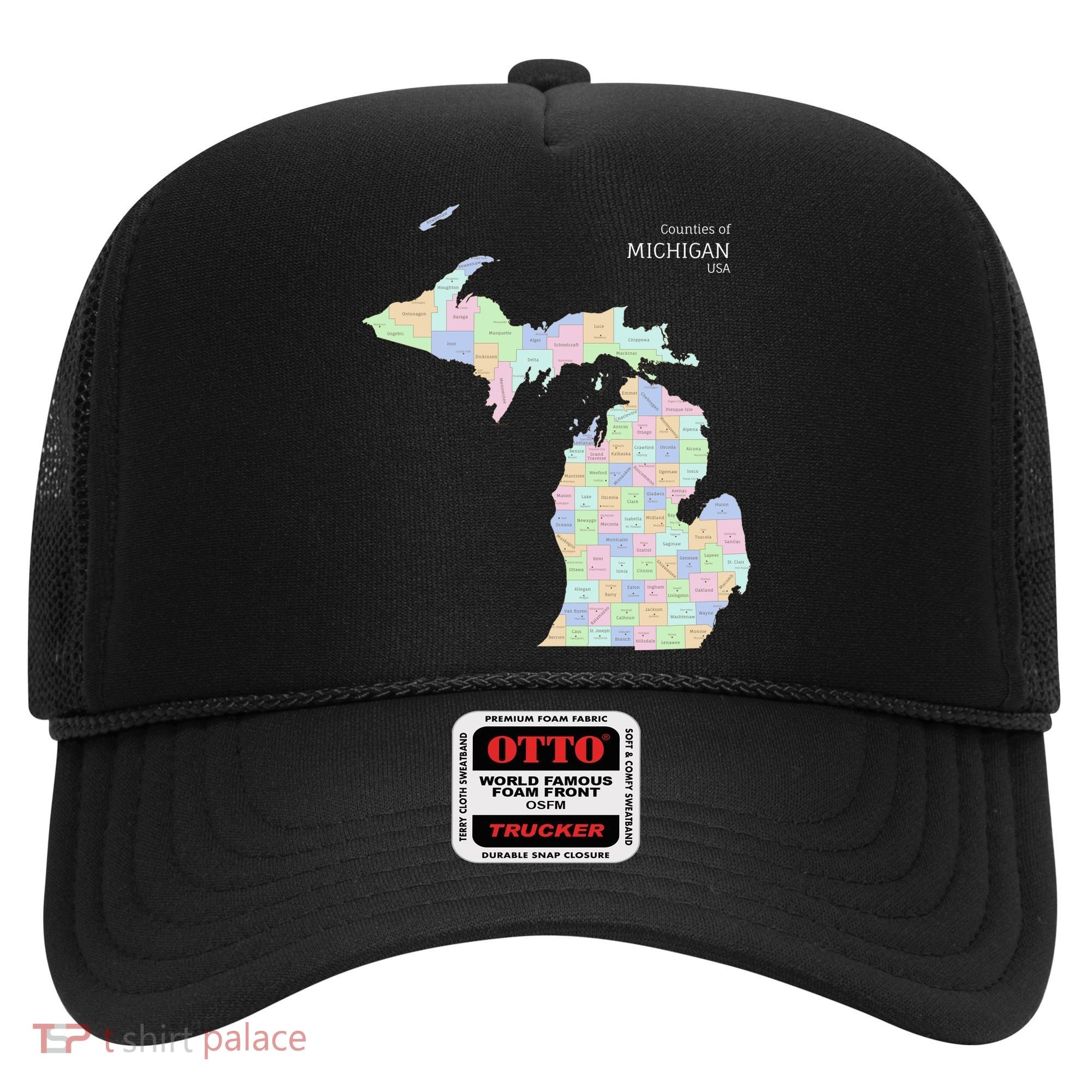Counties Of Michigan Illustration Map Hat