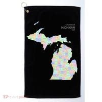Counties Of Michigan Illustration Map Golf Towel thumb 0