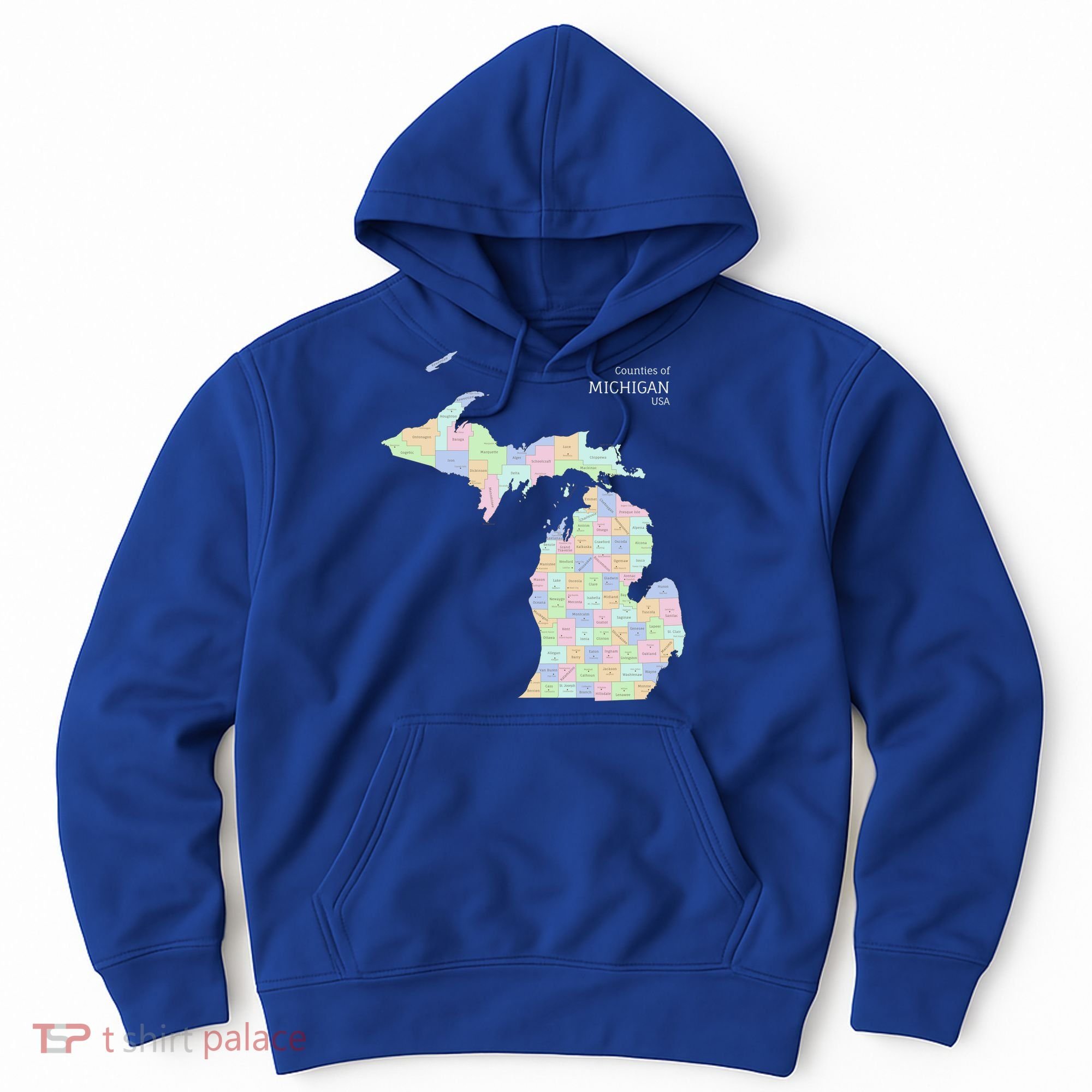 Counties Of Michigan Illustration Map Hoodie