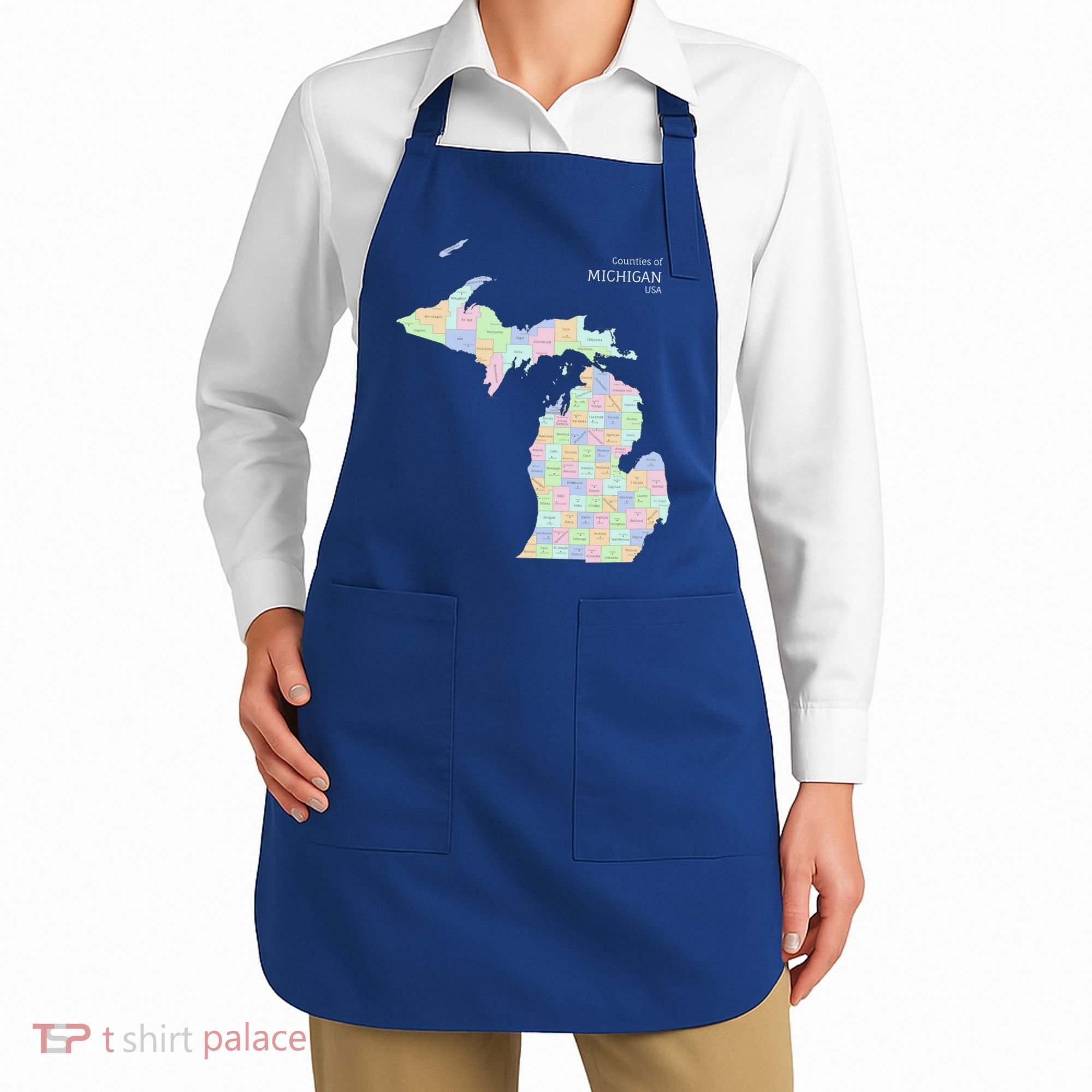 Counties Of Michigan Illustration Map Apron