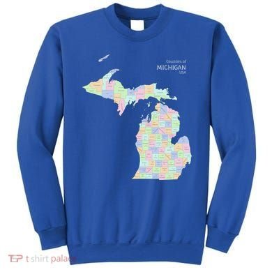 Counties Of Michigan Illustration Map Sweatshirt