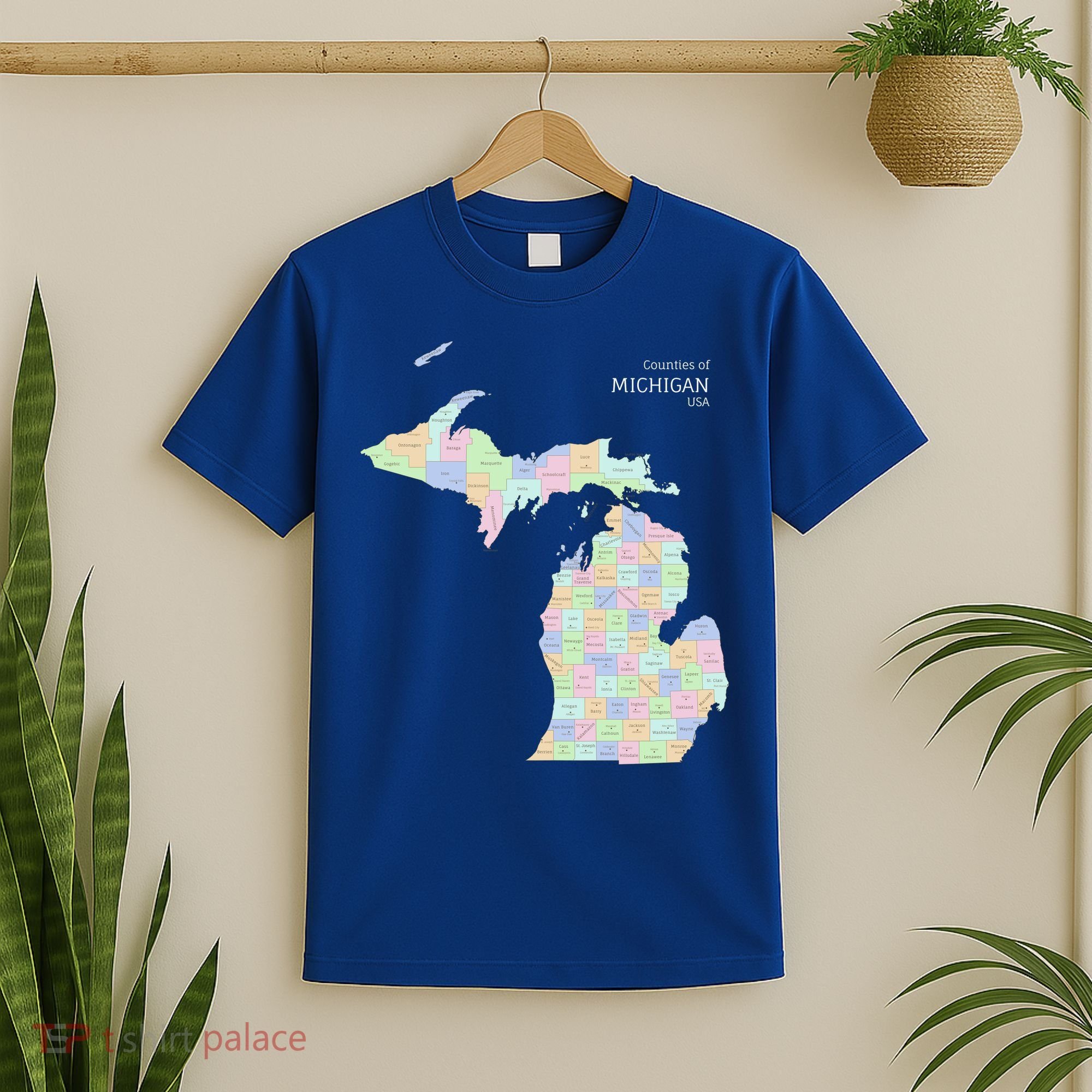 Counties Of Michigan Illustration Map T-Shirt