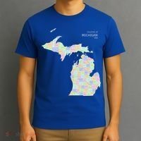Counties Of Michigan Illustration Map T-Shirt thumb 3