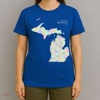 Counties Of Michigan Illustration Map T-Shirt thumb 4