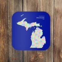 Counties Of Michigan Illustration Map Coaster thumb 0