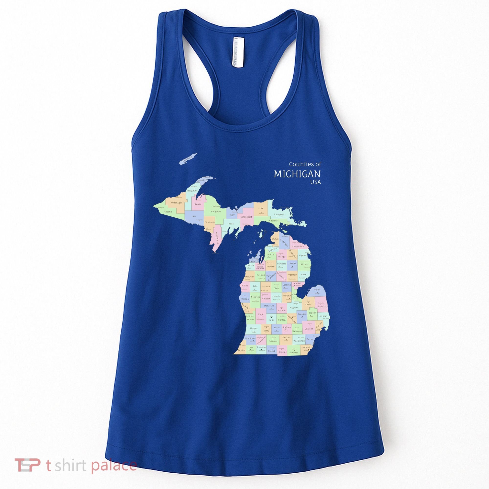 Counties Of Michigan Illustration Map Women's Tank Top