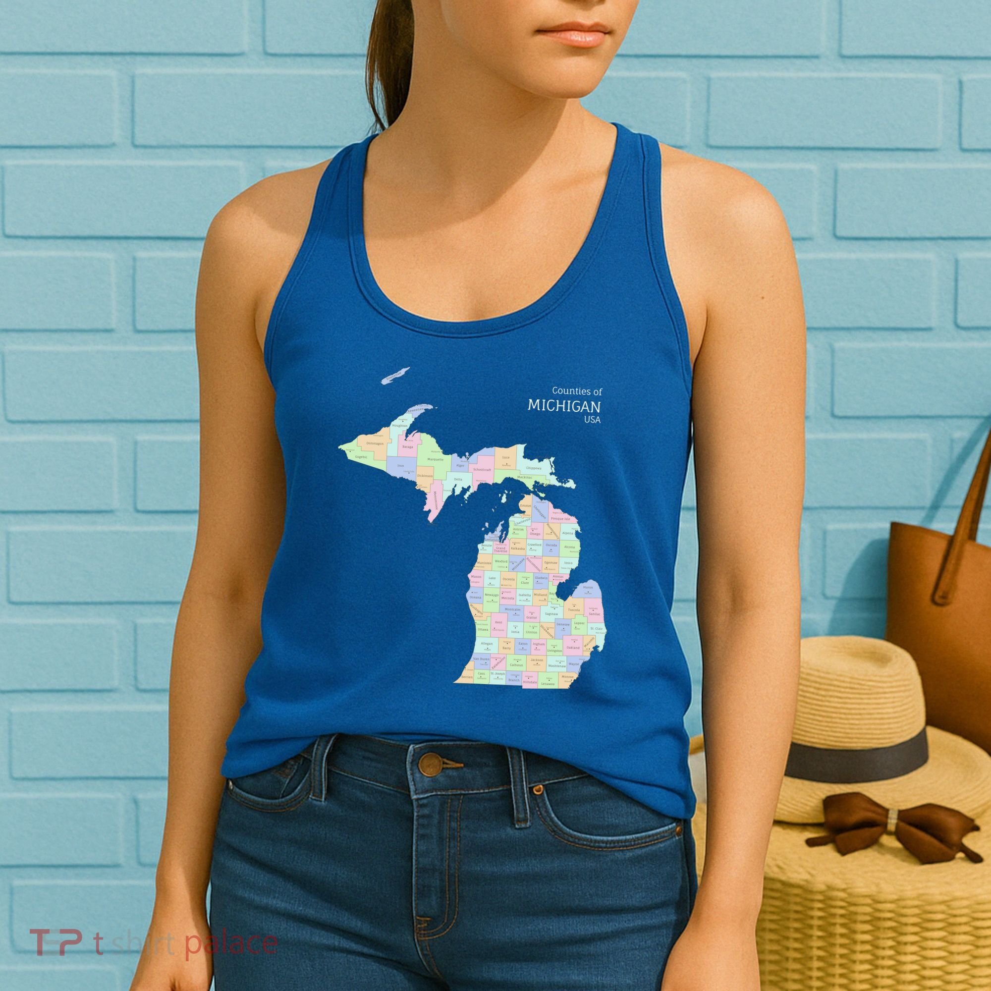 Counties Of Michigan Illustration Map Women's Tank Top