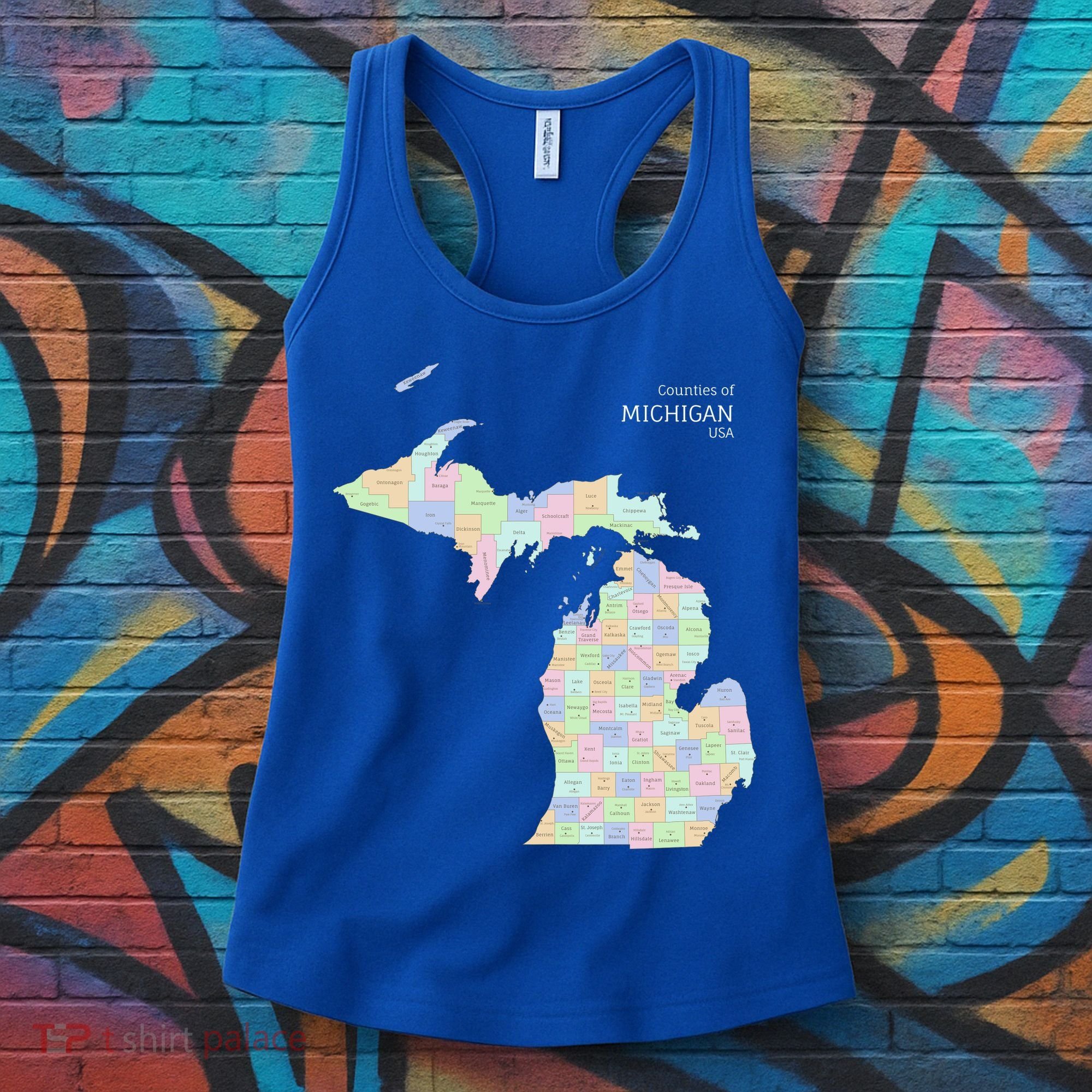 Counties Of Michigan Illustration Map Women's Tank Top