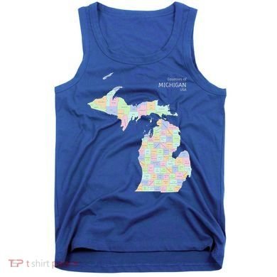 Counties Of Michigan Illustration Map Tank Top
