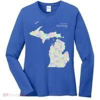 Counties Of Michigan Illustration Map Women's Long Sleeve Shirt thumb 0