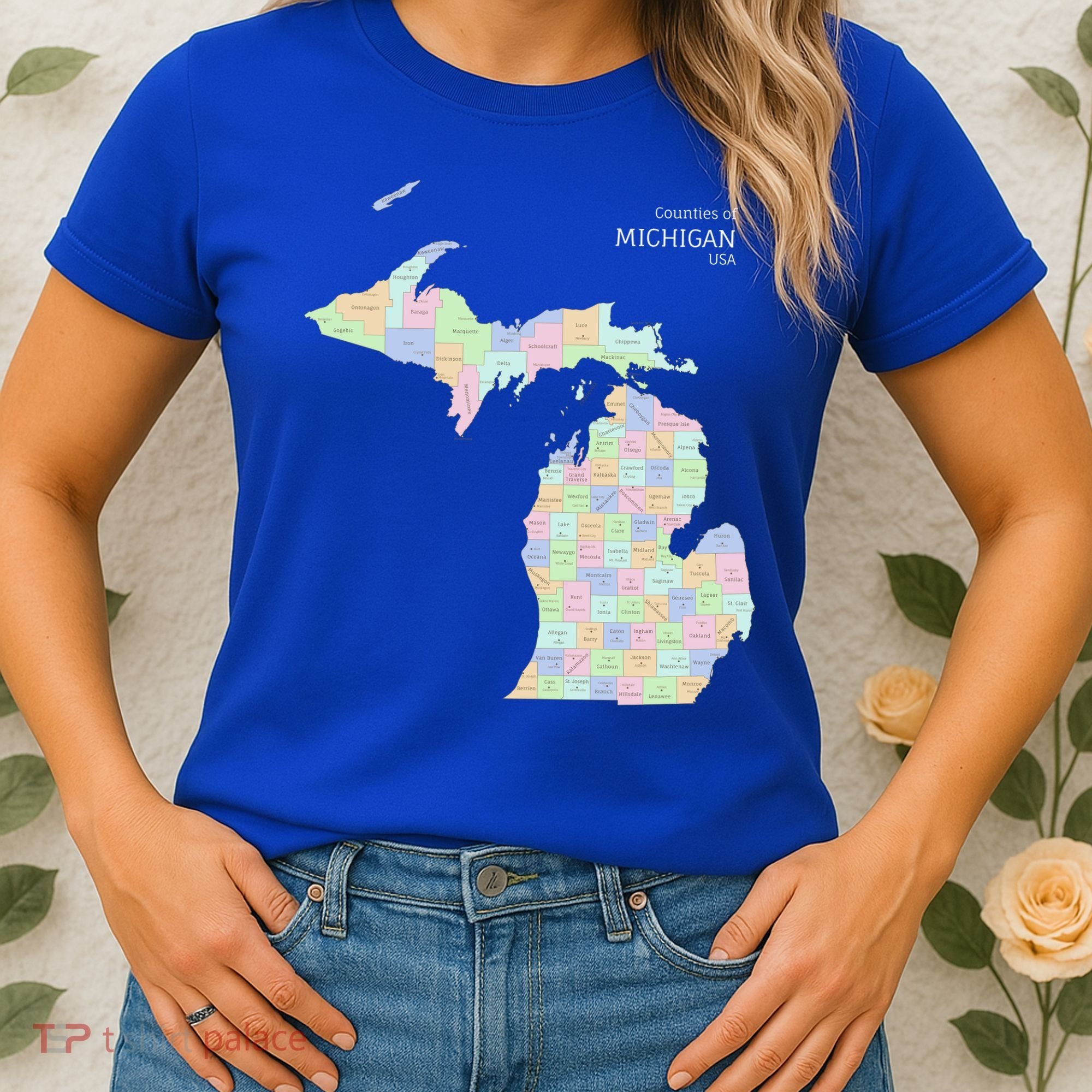 Counties Of Michigan Illustration Map Women's T-Shirt