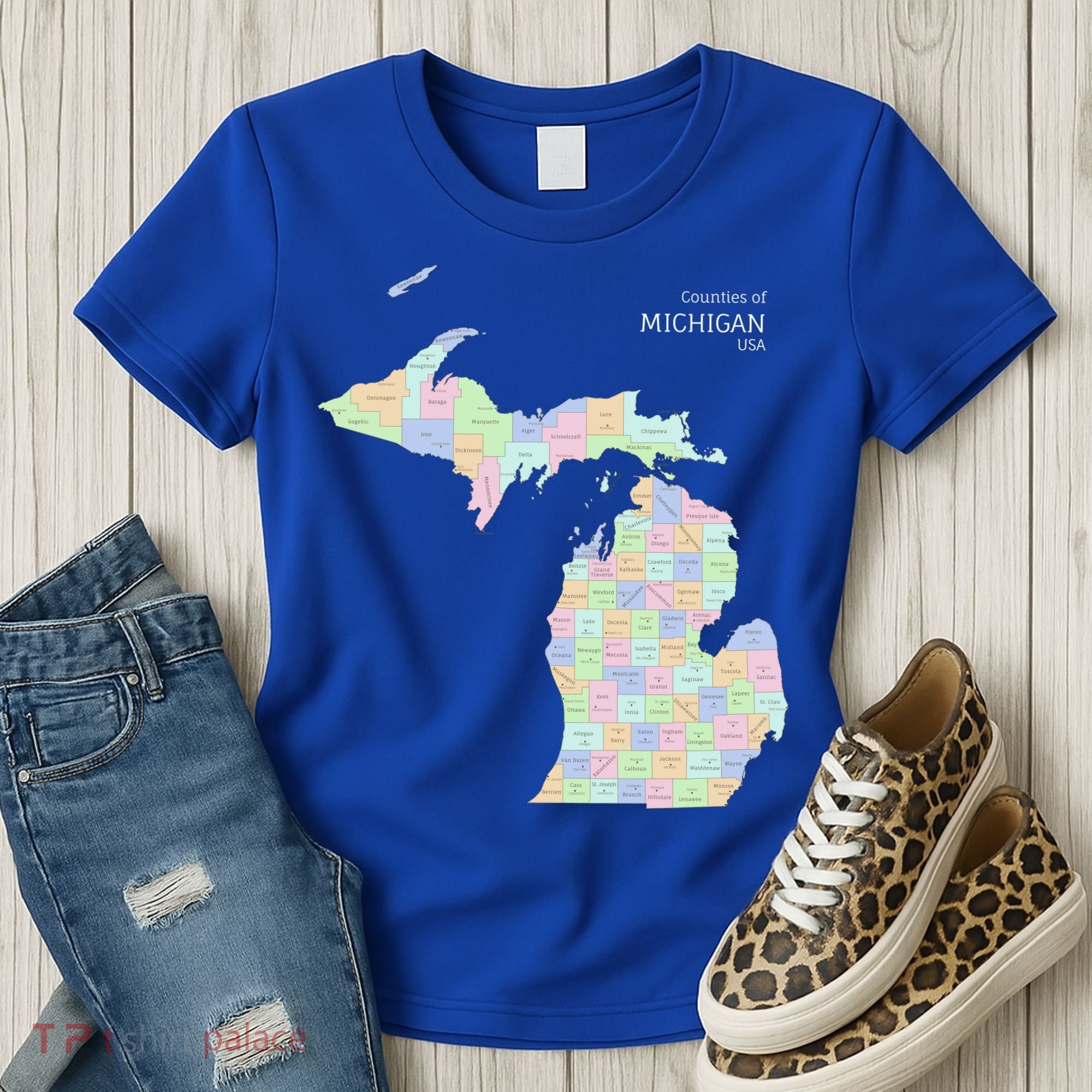 Counties Of Michigan Illustration Map Women's T-Shirt