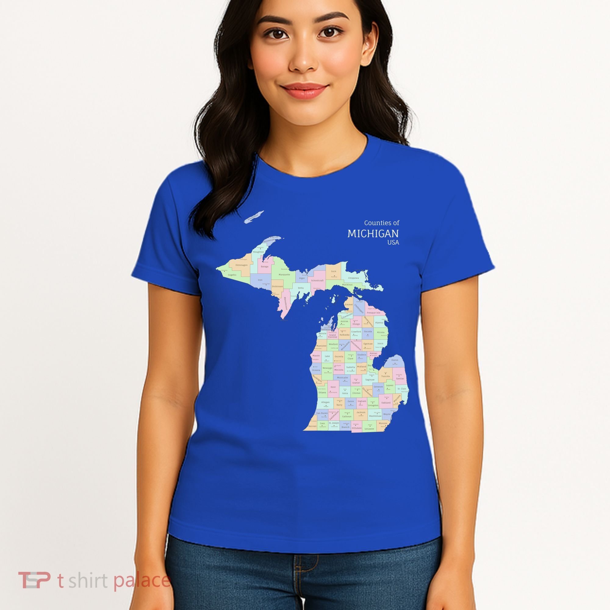 Counties Of Michigan Illustration Map Women's T-Shirt