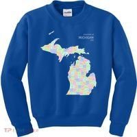 Counties Of Michigan Illustration Map Kids Sweatshirt thumb 0