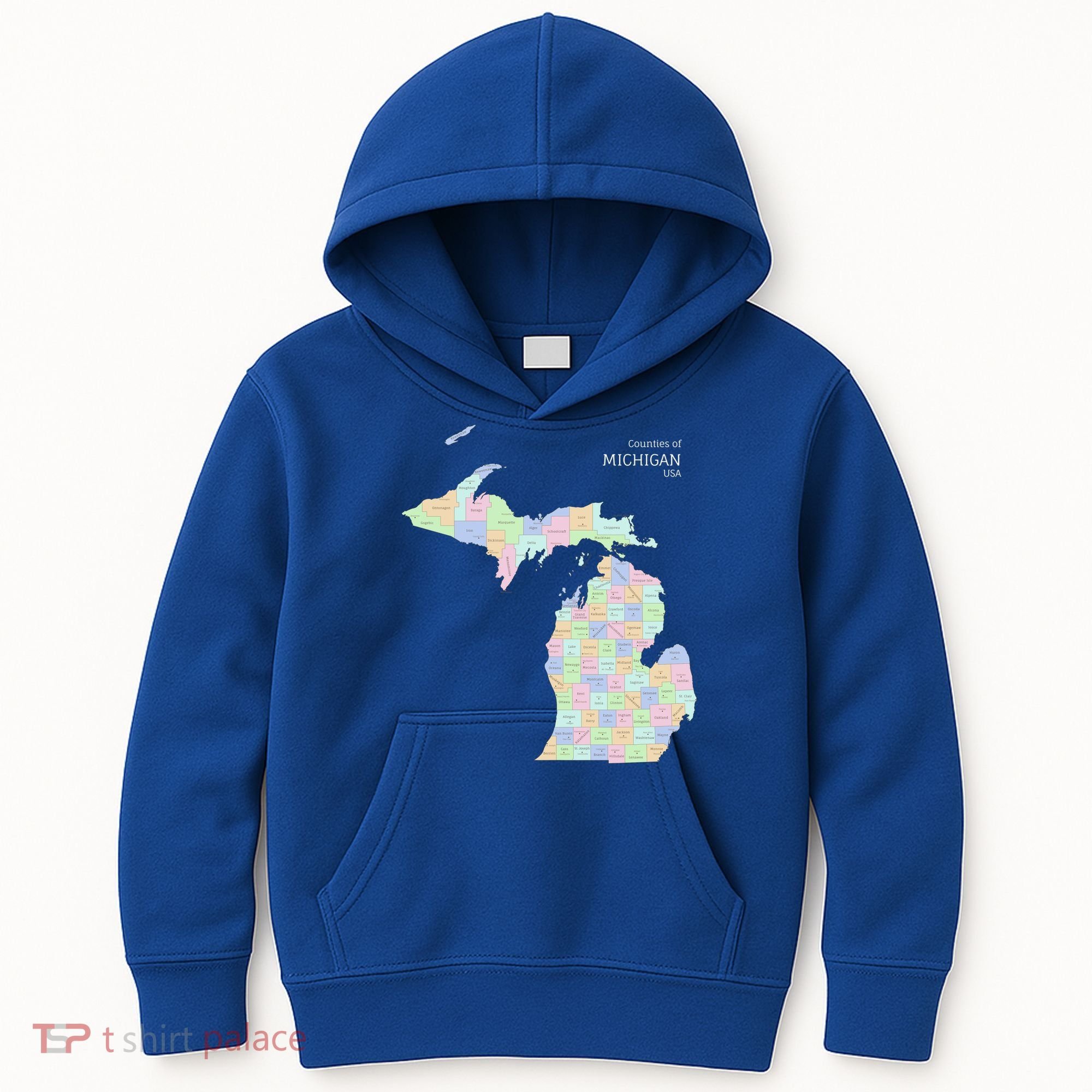 Counties Of Michigan Illustration Map Kids Hoodie