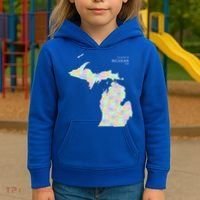 Counties Of Michigan Illustration Map Kids Hoodie thumb 3
