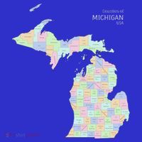 Counties Of Michigan Illustration Map Kids Long Sleeve Shirt thumb 2