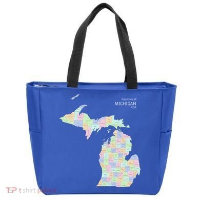 Counties Of Michigan Illustration Map Tote Bag