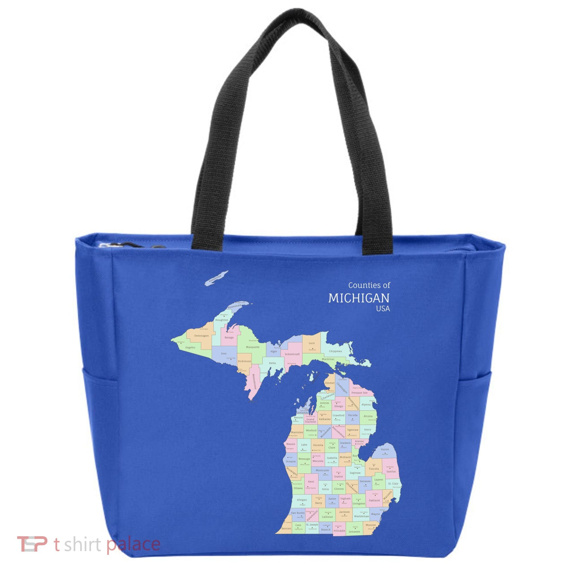 Counties Of Michigan Illustration Map Tote Bag