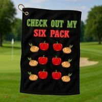 Check Out My Six 6 Pack Onion Paprika Weightlift Gift Golf Towel thumb 1