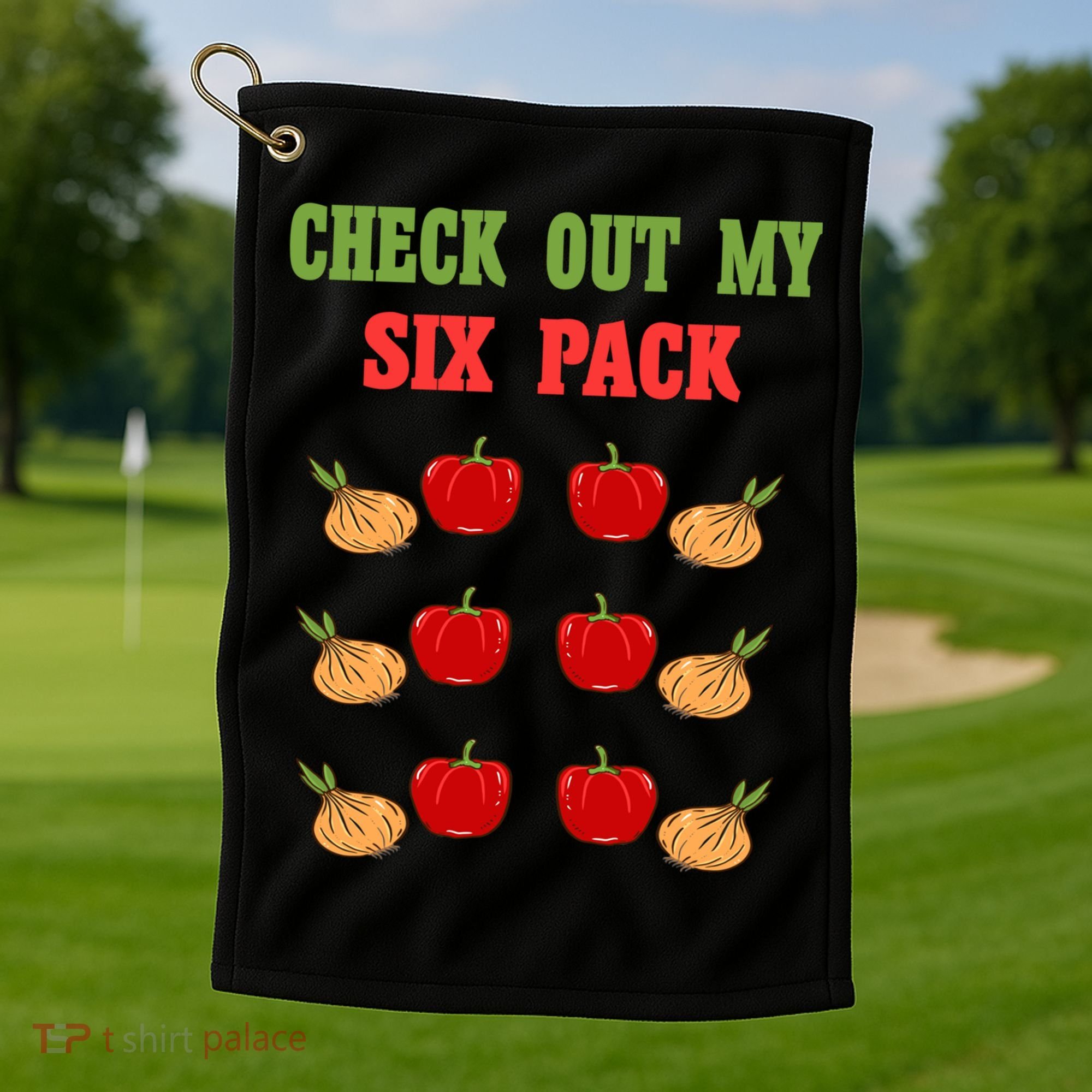 Check Out My Six 6 Pack Onion Paprika Weightlift Gift Golf Towel