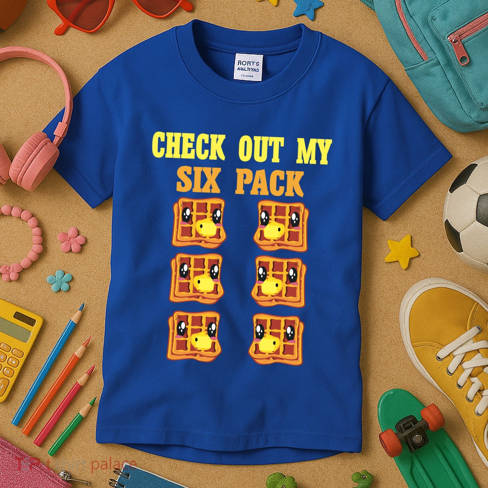 Check Out My Six 6 Pack Waffle Weightlifting 'S 'S Cool Gift Kids T-Shirt