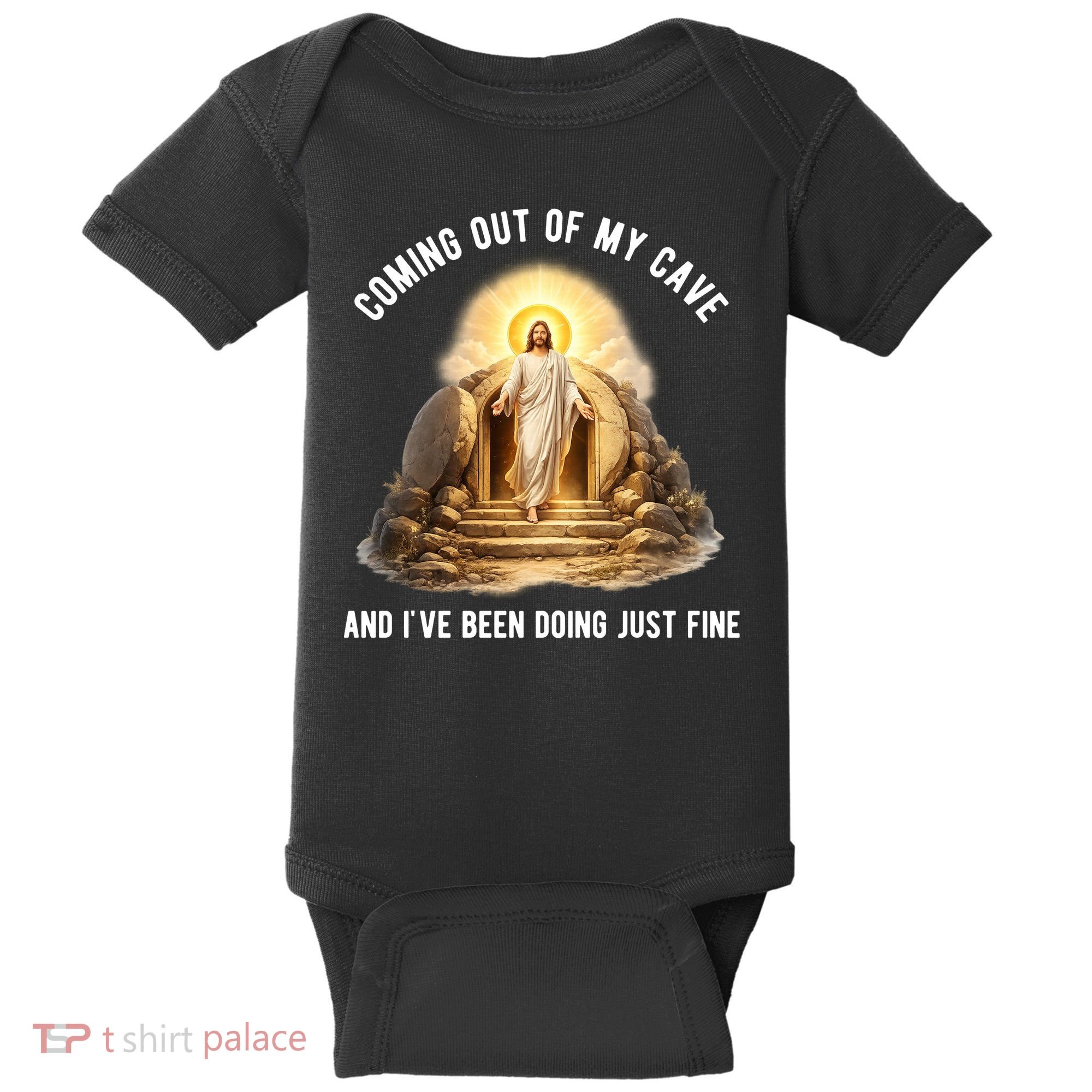 Coming Out My Cave Jesus Resurrection Baby Bodysuit
