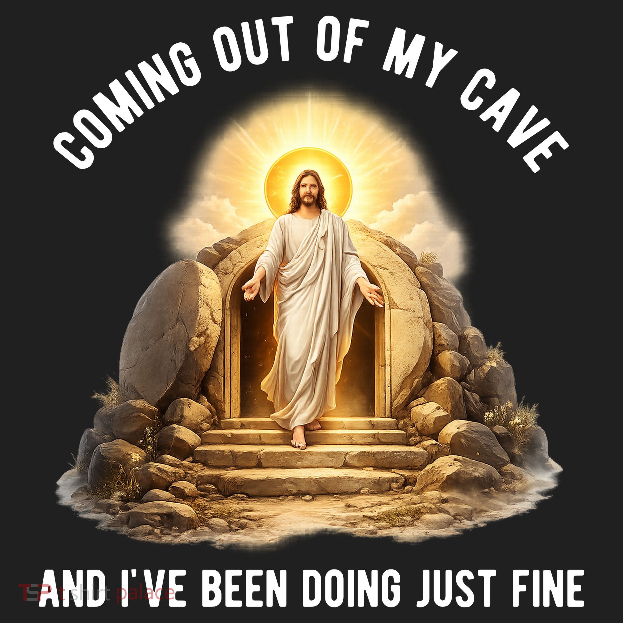 Coming Out My Cave Jesus Resurrection Golf Towel