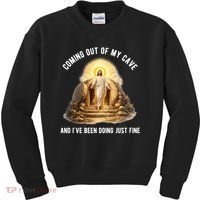 Coming Out My Cave Jesus Resurrection Kids Sweatshirt thumb 0