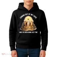 Coming Out My Cave Jesus Resurrection Kids Hoodie thumb 4