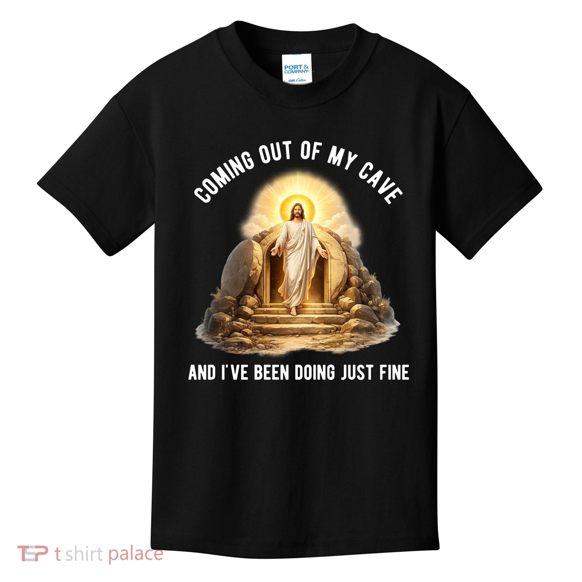 Coming Out My Cave Jesus Resurrection Kids T-Shirt