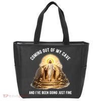 Coming Out My Cave Jesus Resurrection Tote Bag thumb 0