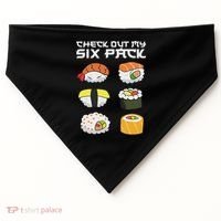 Check Out My Six Pack Funny Japanese Sushi USA-Made Doggie Bandana thumb 0